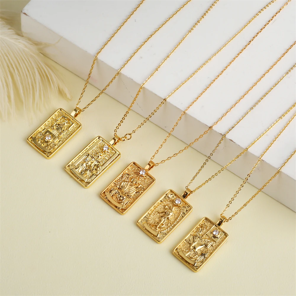 Aesthetic Tarot Esoteric Cubic Zirconia Jewelry Necklace 2023 Tarot Necklace Good Luck Amulet Main Arcane Pendant