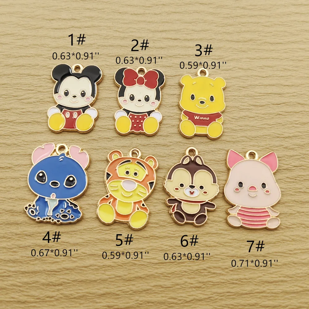 10pcs Anime Cartoon Charm for Jewelry Making Enamel Necklace Bracelet Earring Pendant Diy Accessories Zinc Alloy Gold Plated