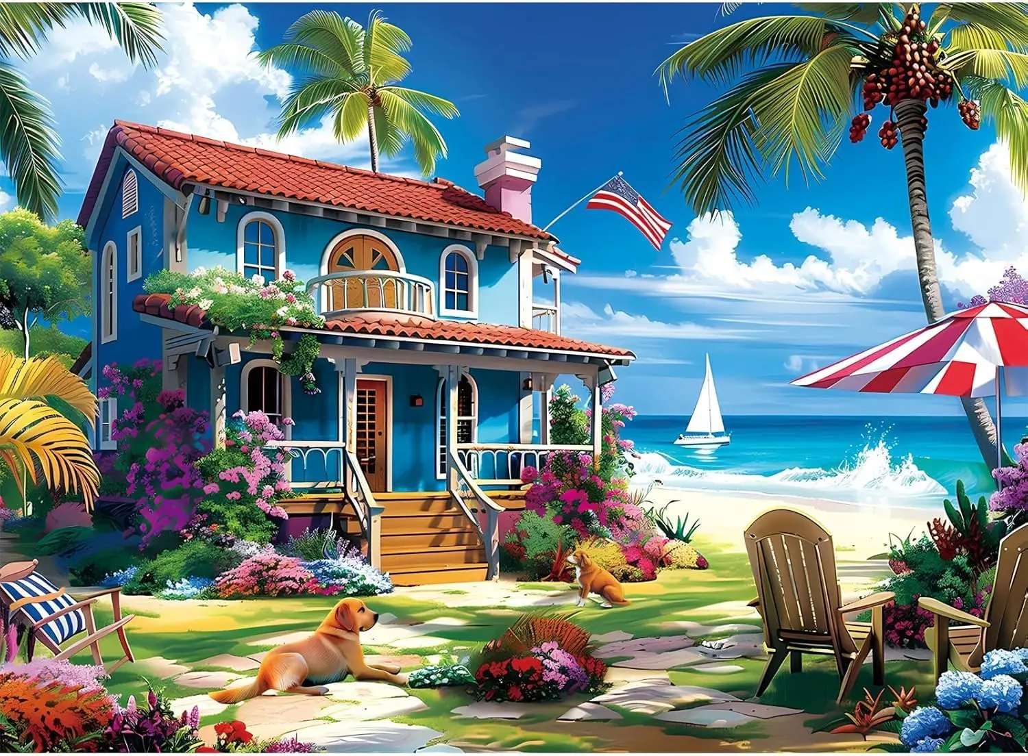 

1000 PCS Jigsaw Puzzles for Adults Beach House Challenging Puzzle Perfect for Game Nights Gifts Home Decor