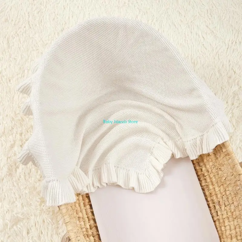 K92D Cotton Ruffle Knitted Wrap Towel Soft and Breathable Bed Blanket Autumn Winter