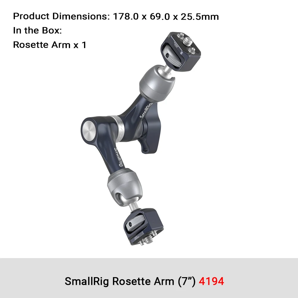 SmallRig Magic Arm met rozetversnelling 7/11 inch, 360 ° Verstelbaar voor monitoren/LED-verlichting/actiecamera's tot 3,5 kg -4194