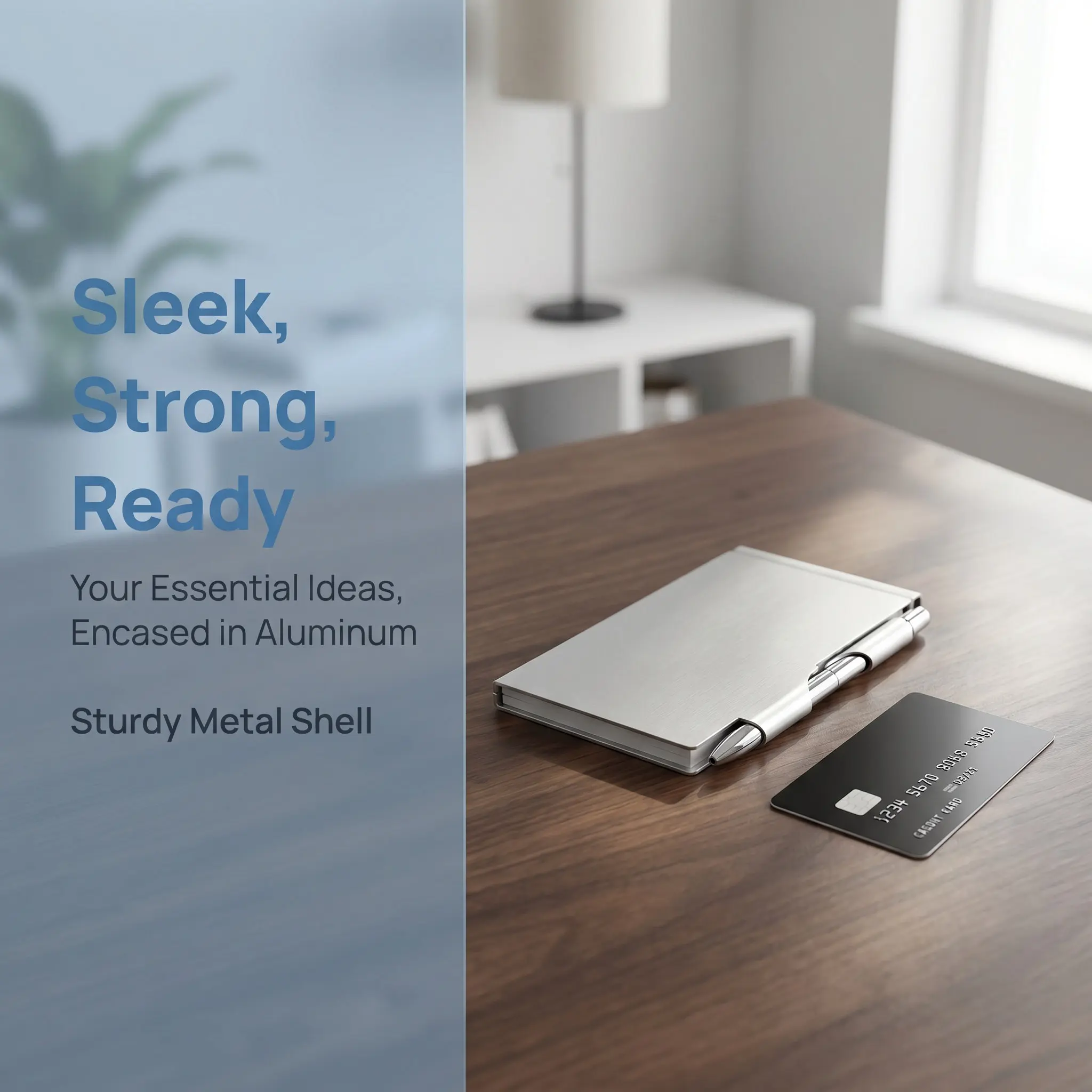 Metal Shell Mini Notebook Aluminum Alloy Pocket Notepad with Pen Holder Blank Pages Smooth Writing Portable Creative