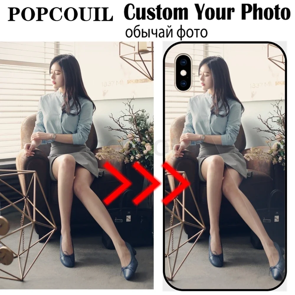 POPCOUIL Luxury Logo Custom Case For Xiaomi Redmi 6A Pro 4A Mi 8 9 SE A2 A3 Lite Note 4X 7 Plus 5A Phone Customized Name Photo