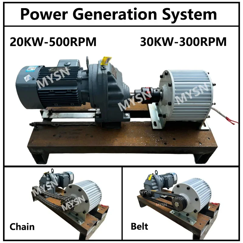 30KW Permanent Magnet Generator 220V 230V 380V 300 RPM Electric Generator 30000W Alternator Quiet Generator With Driving Motor