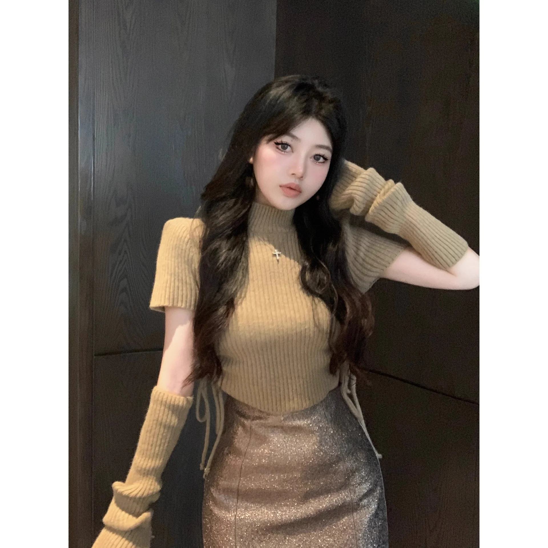 

Detachable Sleeve Knitted Sweater Women Pullovers Aesthetic Gradient Ombre Baggy Hiking Athletic Sporty Knitwear Vibrant Girls