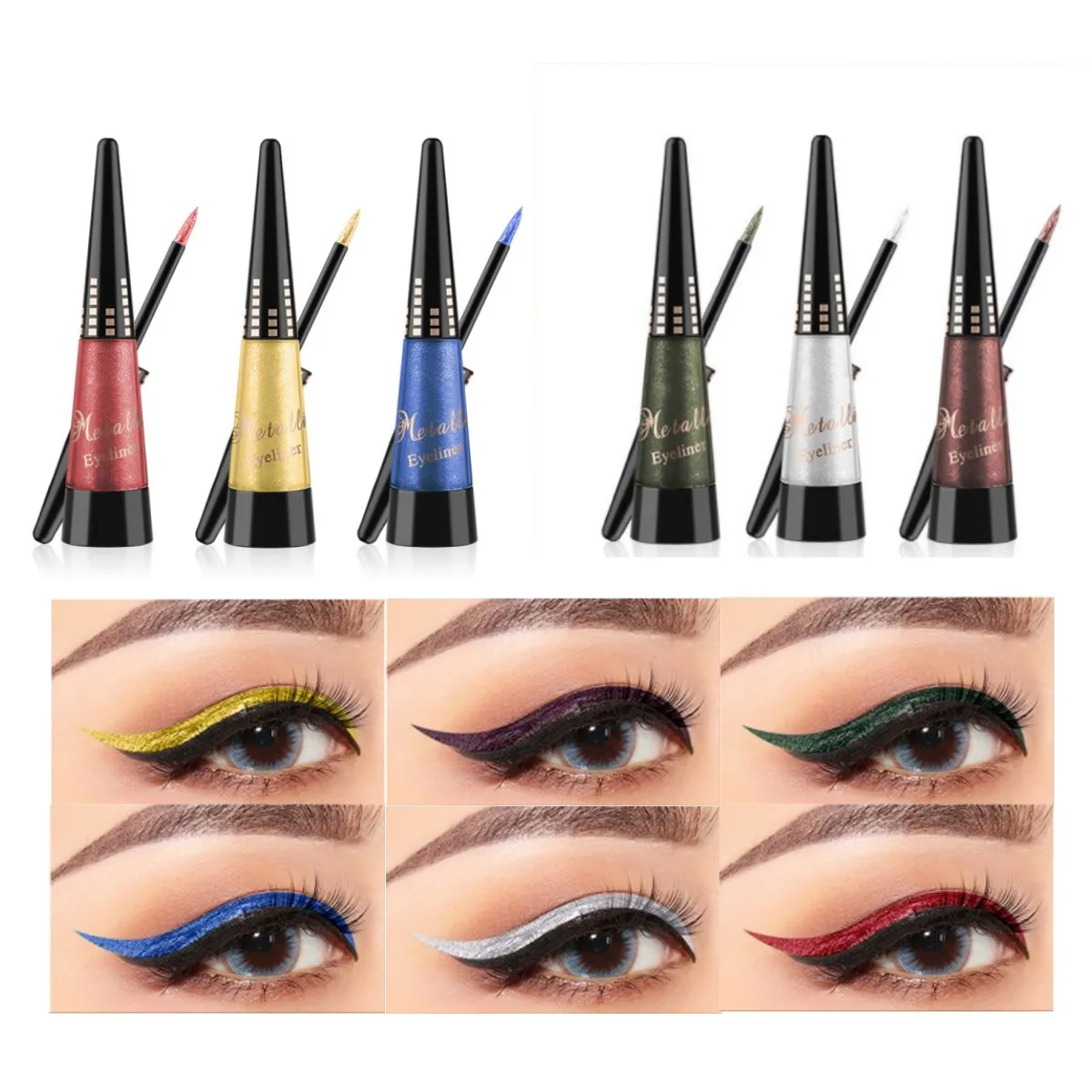 Soft Colorful Liquid Eyeliner Pencil Waterproof ,Shimmer Liquid Eye Liner Blue Green Yellow Eyes Cosmetics Pen