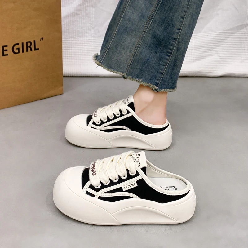 

CRLAYDK Classic Women's Sneakers Comfortable Mules Slip On Casual Platform Loafers Backless Shoes Walking Ladies Slides