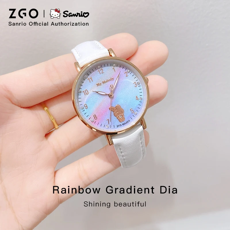 ZGO Sanrio Melody Lady นาฬิกาควอตซ์ หน้าปัดไล่ระดับสี นาฬิกาข้อมือกันน้ําเรืองแสงน่ารัก ของขวัญ 267