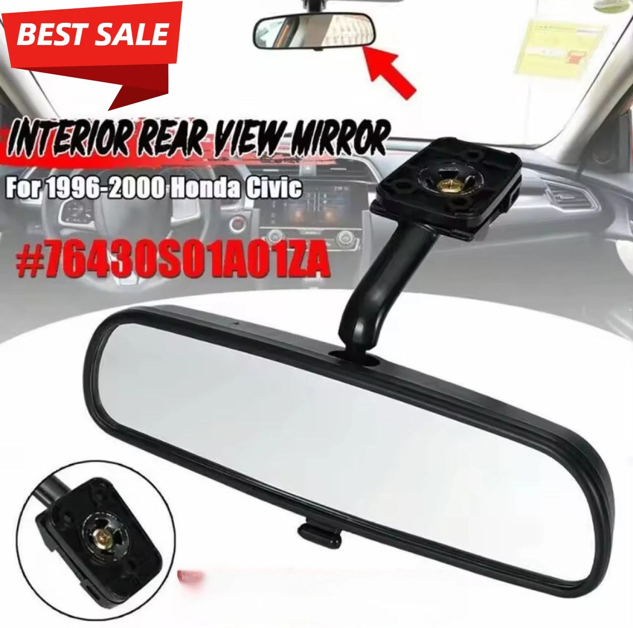 

FOR HONDA CIVIC 1996 1997 1998 2000 INTERIOR REAR VIEW MIRROR 76430-S01-A01ZA