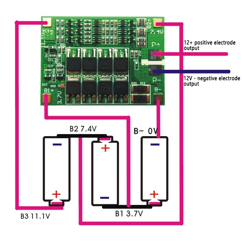 Scheda di protezione della batteria al litio 3S 40A BMS 18650 senza bilanciamento scheda di protezione delle batterie al litio polimerica agli ioni di litio BMS 3S 3.7V