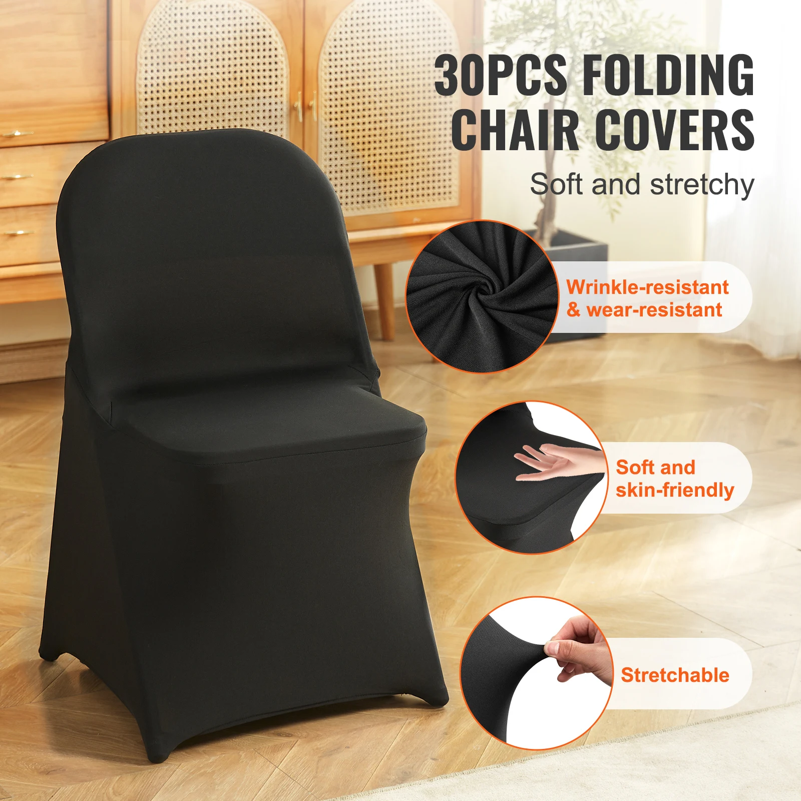 SucceBuy 30/50/100pcs Stretch Spandex Folding Chair Covers Universal Fitted Chair Cover Removable Washable Protective Slipcovers
