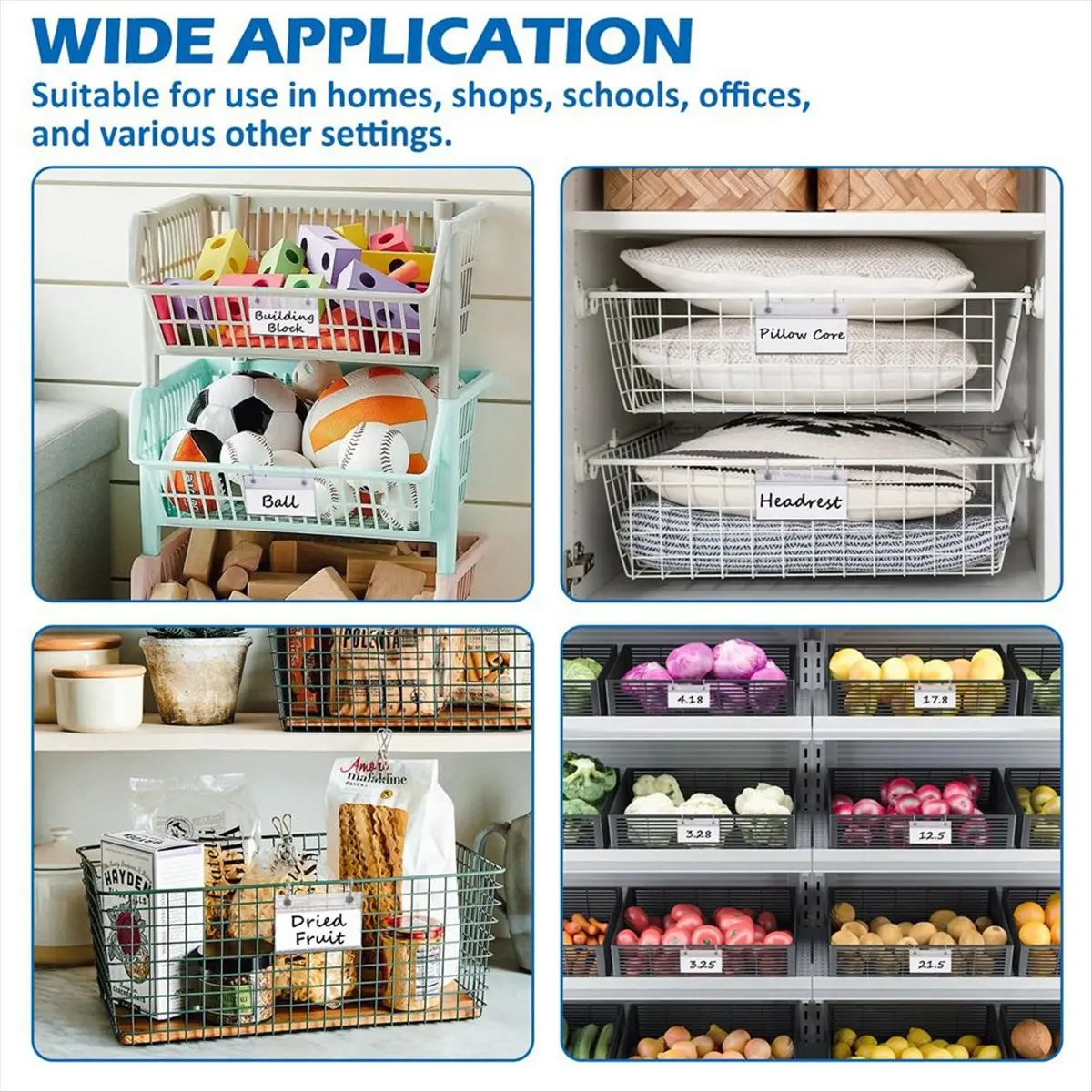 A24I 100PCS Clear Label Holders for Wire Shelf Retail Price Label,Merchandise Sign Display Holder for Supermarket Shop