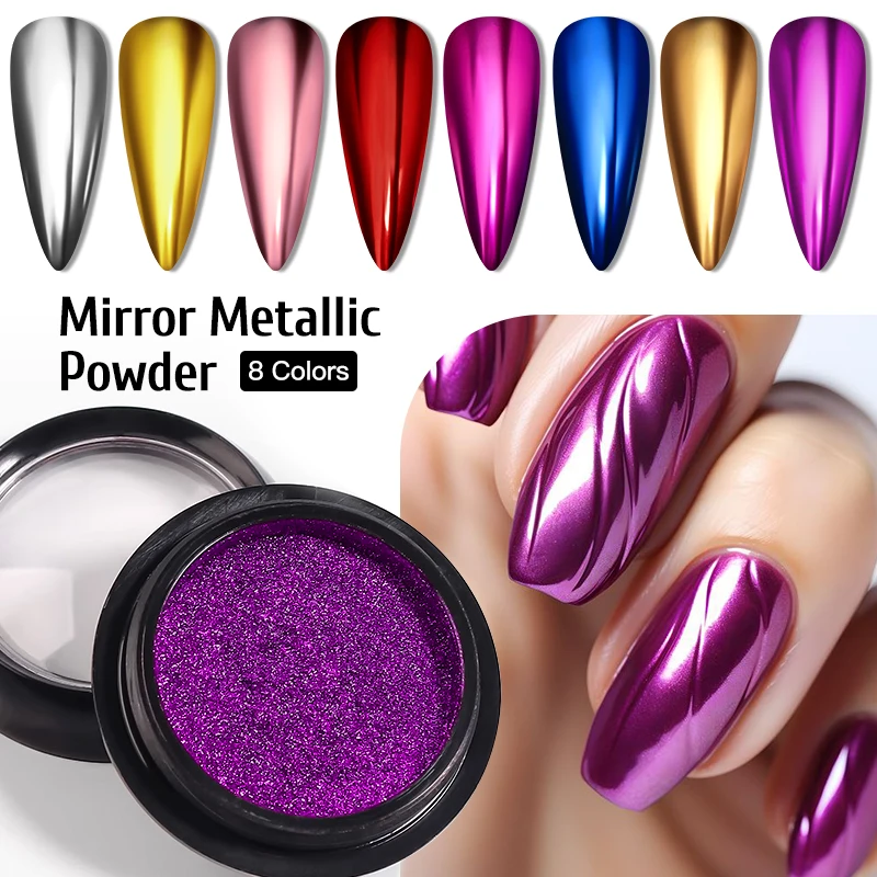 Metallic Gold Silver Mirror Powder Nail Glitter Rose Gold Champagne Silver UV Gel Polish Chrome Dust Manicure DIY Pigment Decr