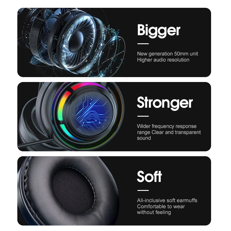 Pc Gaming Headset 3.5Mm Bedrade Headset Surround Sound Rgb Led 7.1 Game Hoofdtelefoon Met Ruisonderdrukking Microfoon Voor Ps4 Pc Switch Gamer