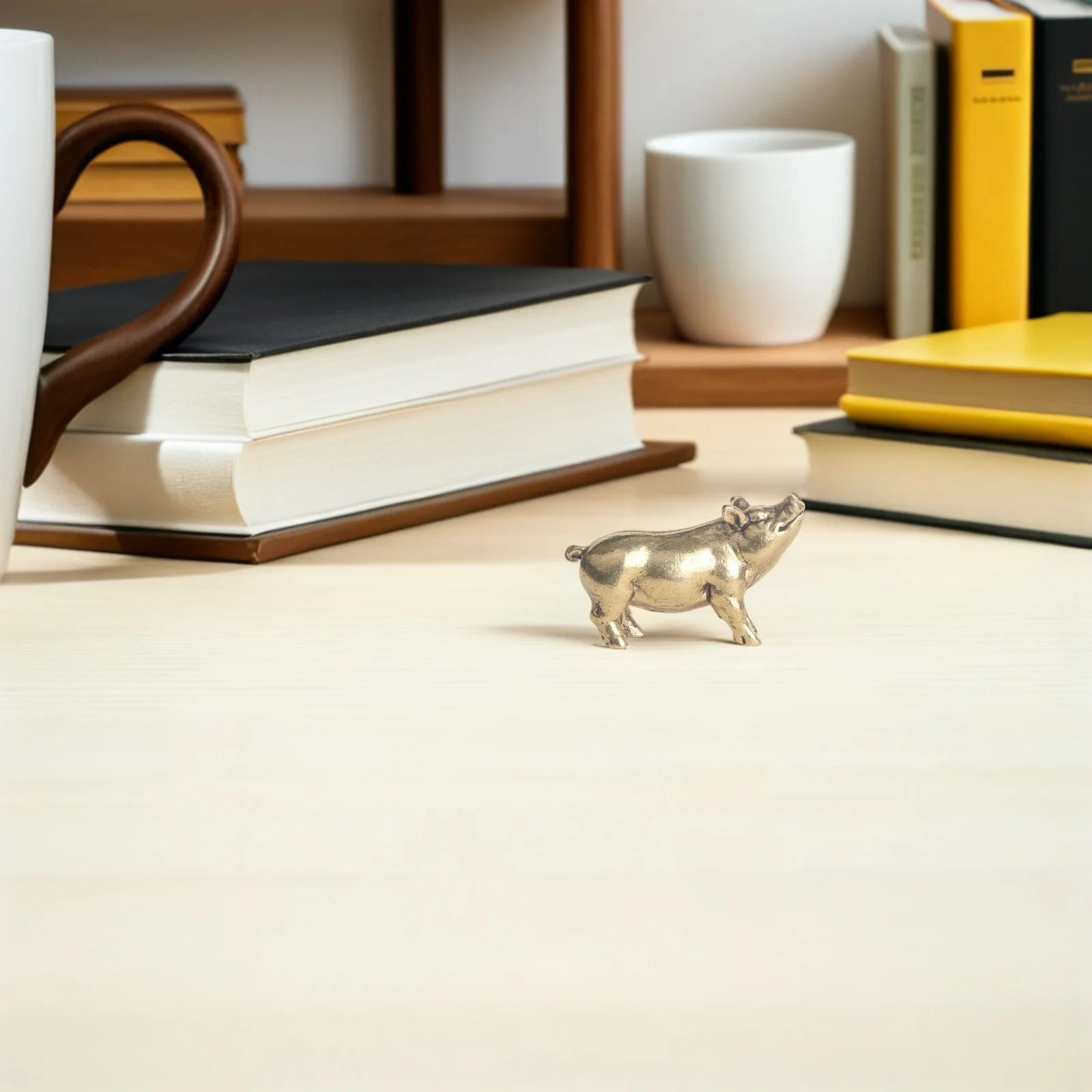 

Brass Pig Ornament Exquisite Mini Statue for Desk Living Room Dining Table Decor Vintage Animal Sculpture Home Office Decoration