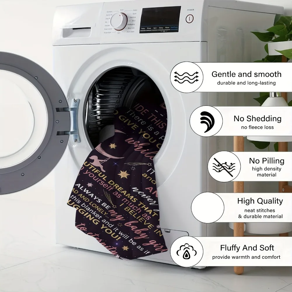 1 قطعة بطانية سوداء هدية لابنتي مطبوعة مريحة رقيق الفانيلا بطانية للمنزل غرفة المعيشة ديكور غرفة نوم 2026 هدية السنة الجديدة #4