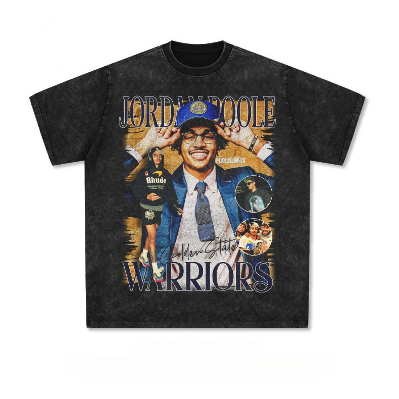 

Poole American Football Star T-shirt, Street Hip-hop Trendy Brand, Retro Print, Aged, Washed, Heavyweight Pure Cotton