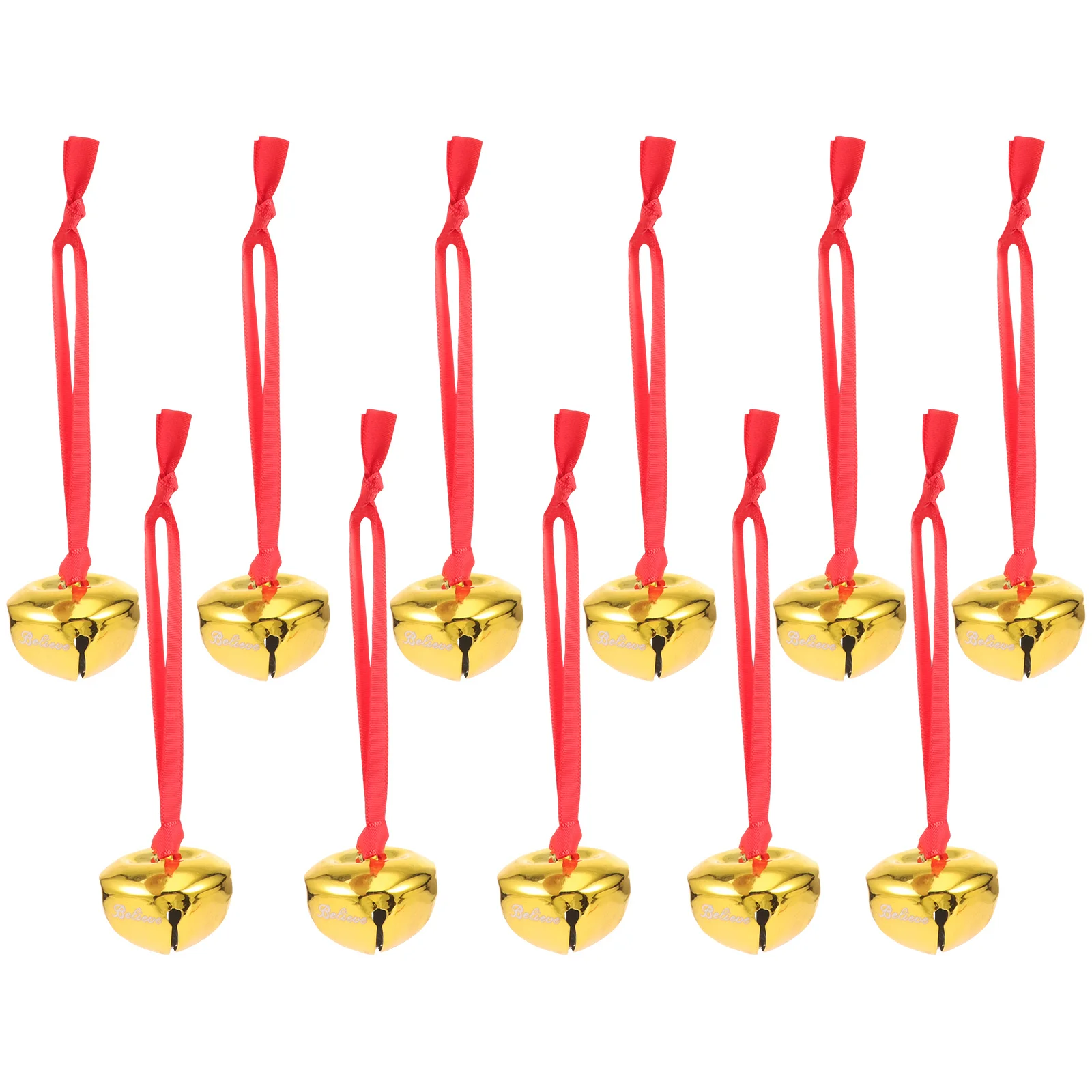 

12pcs Christmas Bell Ornaments Hanging Pendants Xmas Tree Decorative Bells Diy Believe Pendant Metal Crisp Sound Lightweight