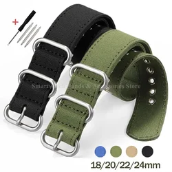 18/20/22/24mm Nylon Canvas Watch Strap for Samsung Watch 6/5/4 for Huawei GT2/3 for Seiko Military Sport Bracelet Men Watch Band