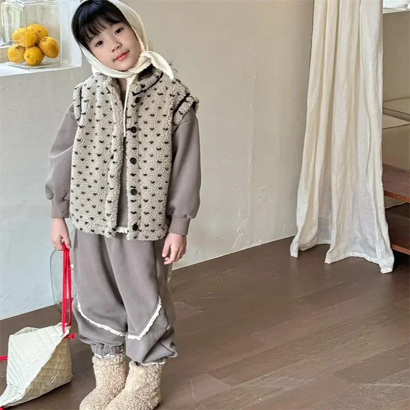 Girl Winter Clothes Autumn Kids Clothes Thickened Lambskin Vest Winter Coat Fur Vest