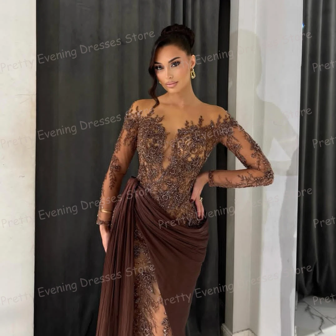 Simple Sexy Evening Dresses Woman Appliques Mermaid Sexy Side High Split Prom Gowns Fashion Customized Party Vestidos De Novia