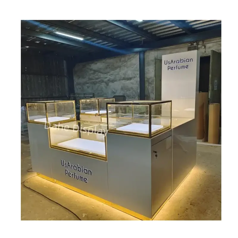 

Custom. High Quality Design Perfume Store Display Showcase Cosmetic Display Cabinet with Led Light Luxury Perfume Mall Kiosk