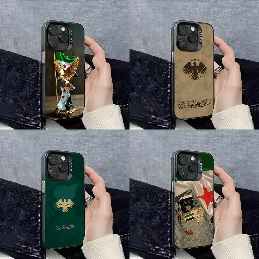 

Syria Eagle Flag National Emblem Phone Case For iPhone 16,15,14,13,12,11,Mini,Pro,E,SE4,XS,MAX Black Candy Matte Cover