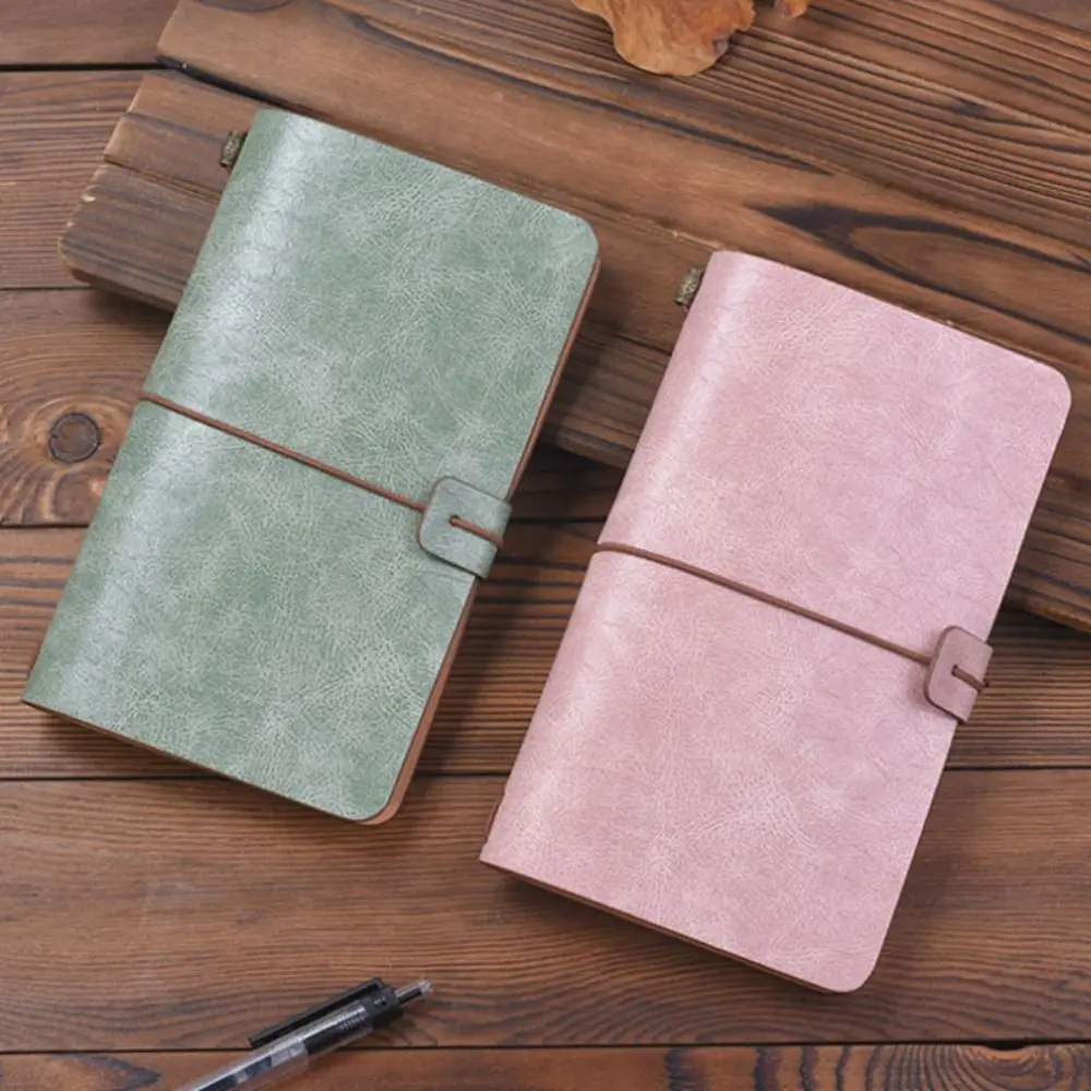 Vintage แบบพกพาหนังโน้ตบุ๊คเครื่องเขียนประณีตสมุดบันทึก Hand Ledger a6 Notepad โรงเรียน