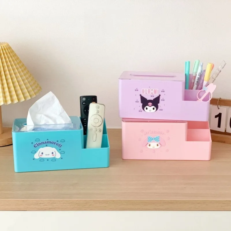 Kawaii Hello Kitty Tissue Box Cute Cartoon Portable Storage Box Desktop Accessories Travel Women Products Student Gift Wholesale