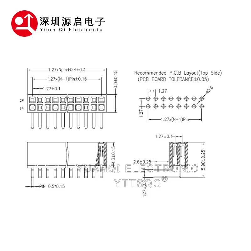 10PCS 1.27mm Pitch 2*2/3/4/5/6/7/8/9/10/12/20/40 PIN Double Row Right Angle FEMALE HEADER Strip Connector Socket 2X3p/4p/6p/8p