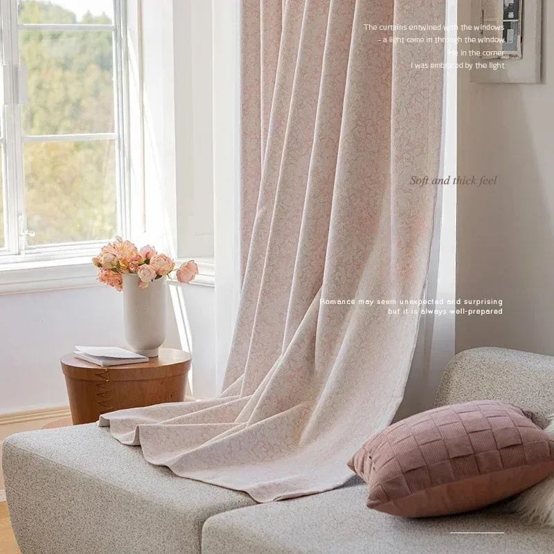 Maiden Customised  Luxury French Chenille  Jacquard  Curtains for Living Dining Room Bedroom Premium Feeling Bedroom White Tulle