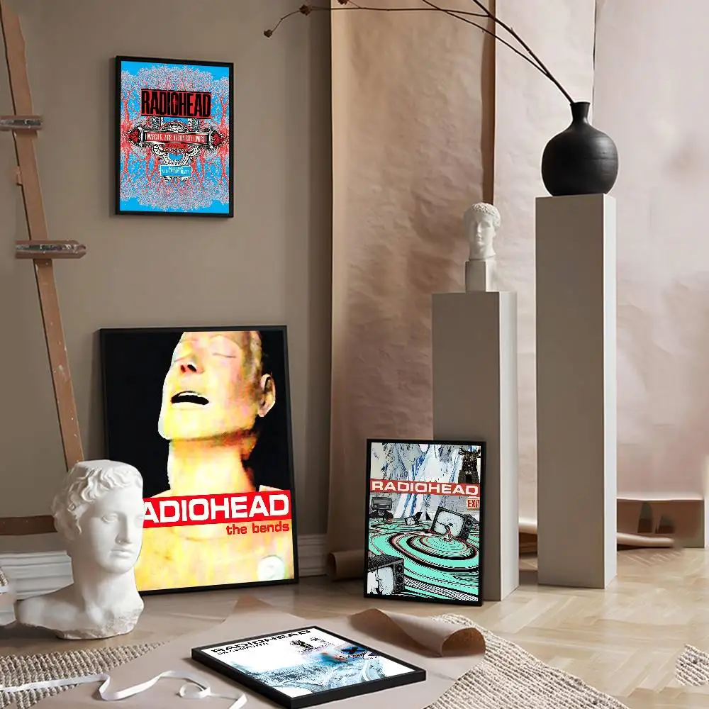Pósteres Vintage de banda de Rock r-radiohead, pegatina de papel Kraft Retro adhesiva, bricolaje, habitación, Bar, cafetería, decoración de habitación Kawaii, 1 ud.