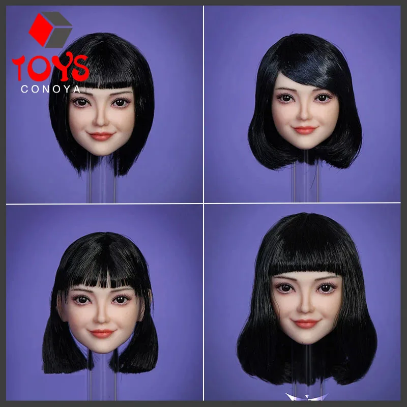 

YMTOYS YMT066 1/6 Улыбающееся выражение женская кукла голова Лепка черные короткие волосы Для 12-дюймового тела фигурки