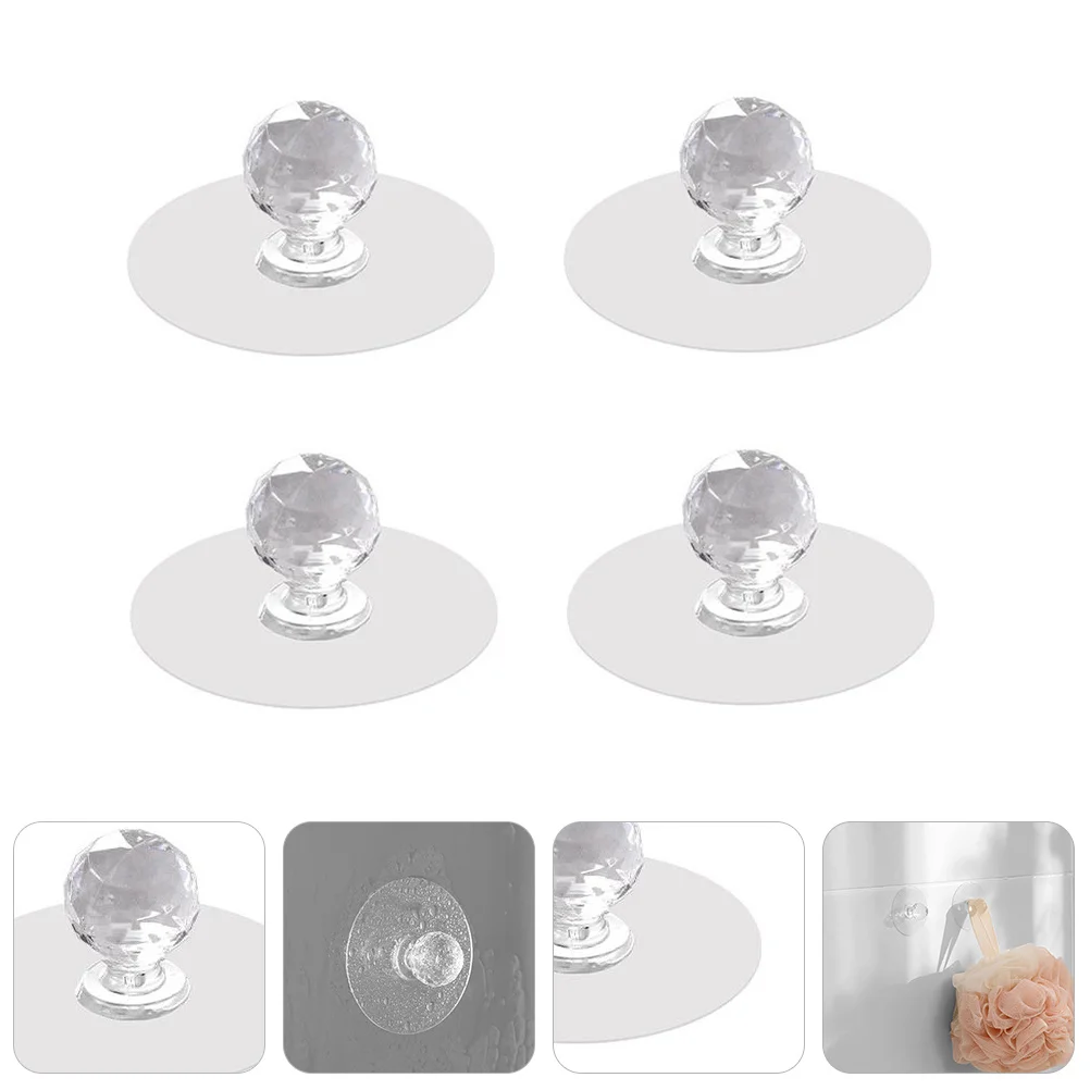 4 قطعة مقابض سحب لزجة خالية من لكمة مقابض الأبواب شفافة مقابض خزانة لاصقة للأثاث أدراج خزانة ديكور #3