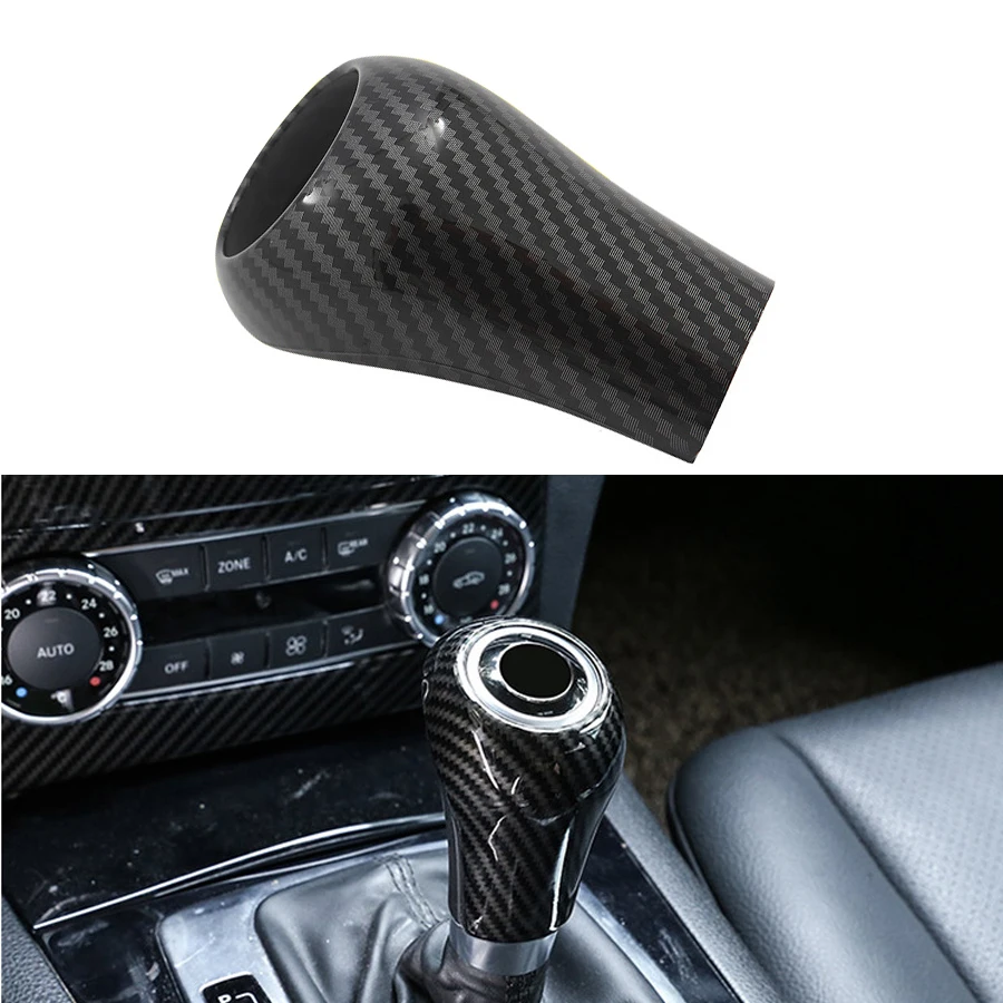 

Carbon Fiber Look Gear Shift Knob Cover Interior Trim For Mercedes-Benz W204 C Class