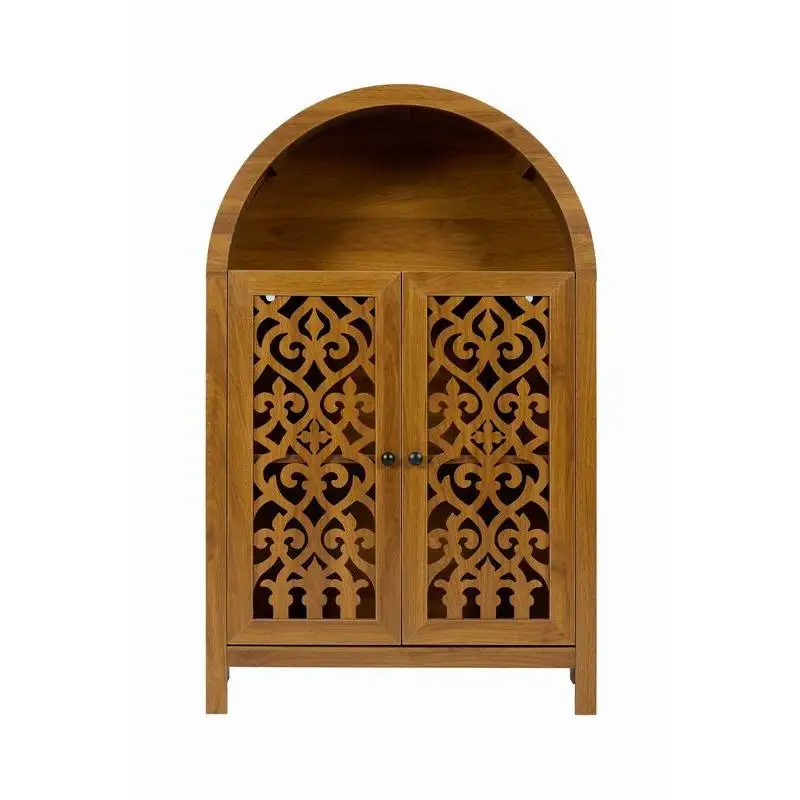 Hand-carved arched cabinets, solid wood lockers with open shelving and 2 doors, high and narrow living room decorative cabinets