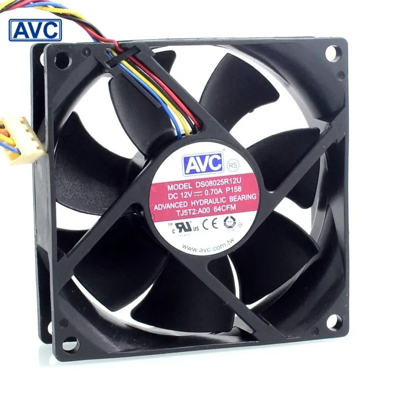 

For AVC 8025 80mm cooling fan 12V 0.70A PWM DS08025R12U cooling fan speed control 80 * 80 * 25mm