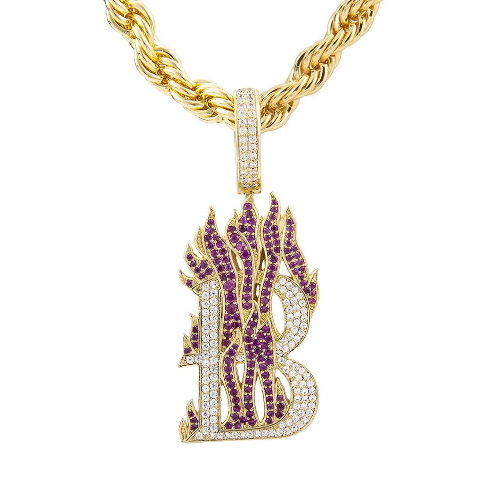 

VANAXIN Initial Letter Pendant Necklace for Women Men 18k Gold Plated Iced Out Cubic Zirconia Charms Rope Chain Hip Hop Jewelry