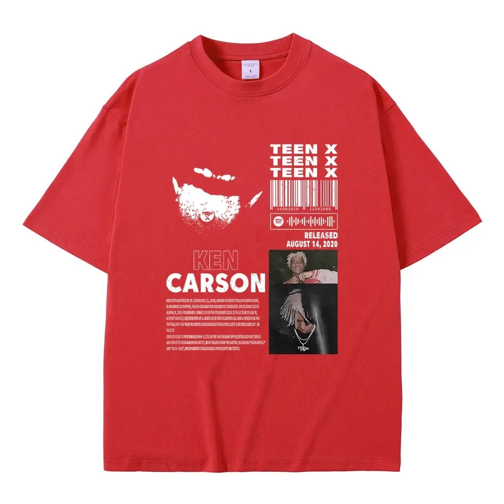 Raper Ken Carson Teen X Album muzyczny T-shirt z grafiką Playboi Carti z nadrukiem Opium T shirty męskie kobiety Hip Hop oversize Streetwear