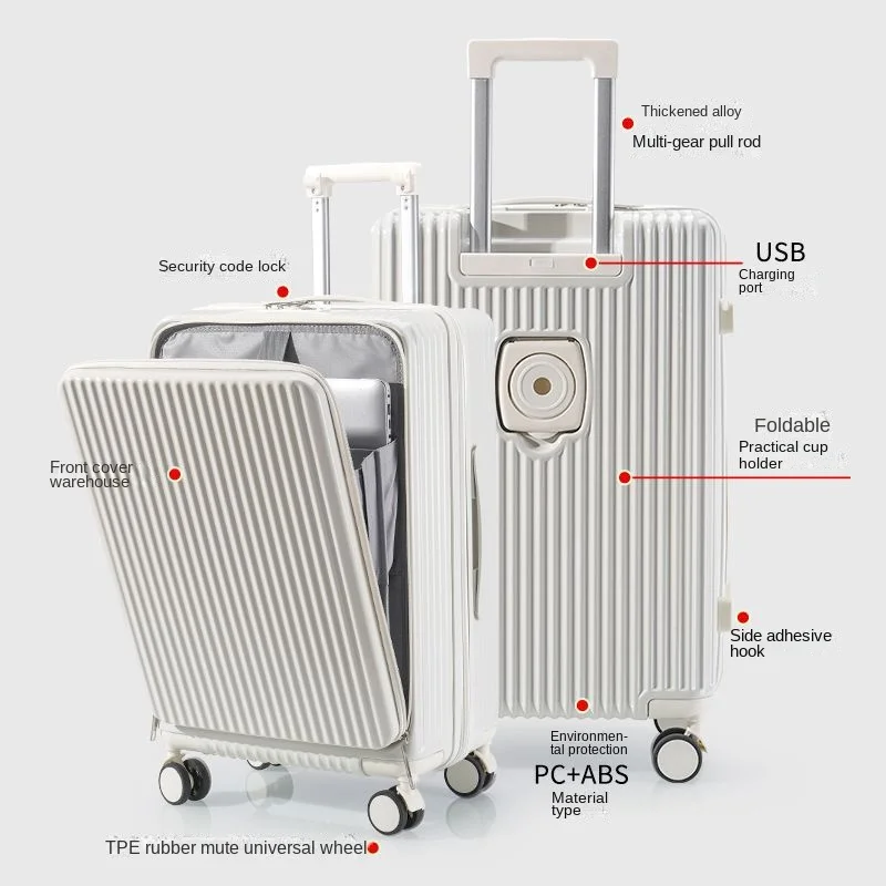 Valise à Ouverture Frontale de Grande Capacité, Chargeur USB, Bagage à Roulettes, ABS, Voyage, Electrolux, Étui Trempé, Serrure TSA, 28 Pouces, Voyage d'Affaires