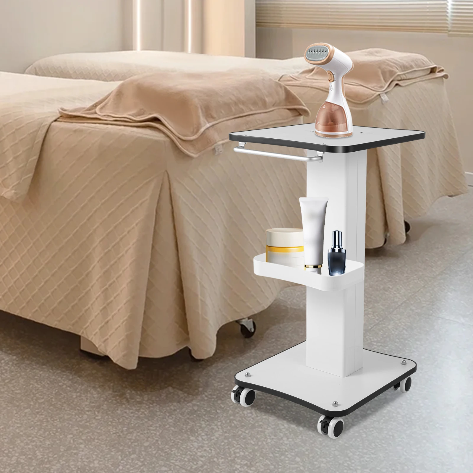 عربة تجميل مكونة من 3 طبقات، عربة تصفيف الشعر، عربة صالون مع 4 عجلات، عربة دوارة لمستحضرات التجميل، أقصى قدرة تحميل 15 كجم #1