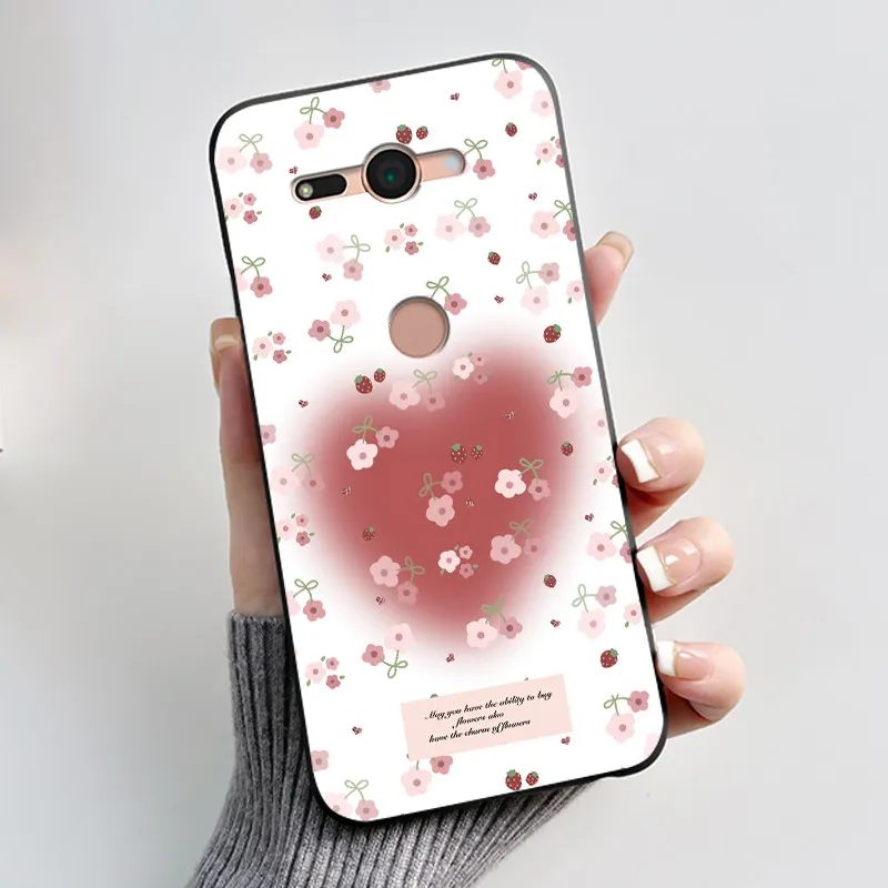 Printing Pattern Case For Sony Xperia XZ2 Compact / SO-05K Fundas Soft Silicone Black Shell Cover Cute Flower Cartoon Casing view 3