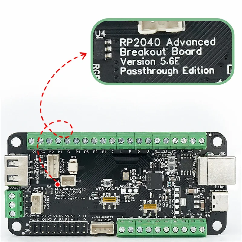 【Last-Chance!】For Arcade Hit Box Compatible GP2040 RP2040 Advanced Breakout Board USB Passthrough For PC PS4 DIY Fighting Stick