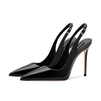 Sexy ultra-high heels pointed sandals elegant summer patent leather suspender high heels trendy dress banquet women's shoes
