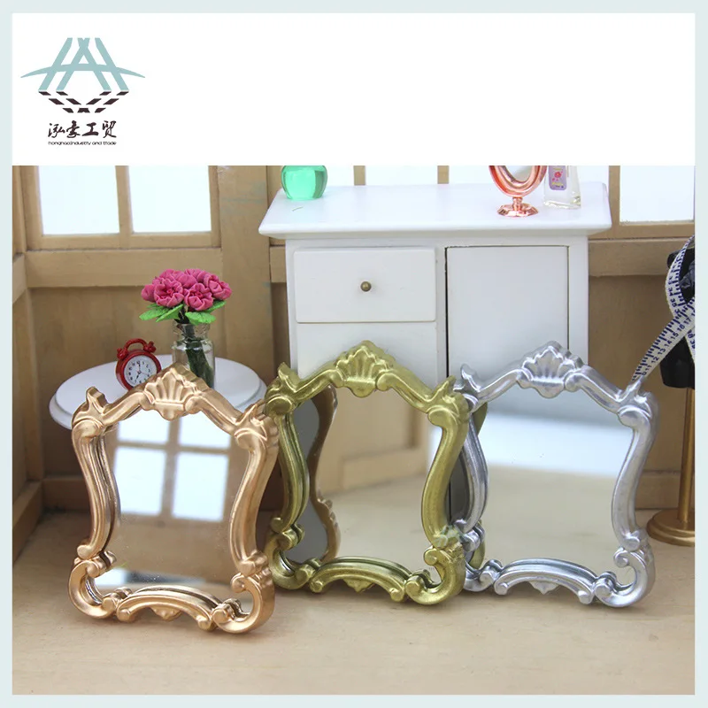 Mini miroir de maquillage 1:12, scène de chambre à coucher, accessoires de maison de poupée, accessoires de photographie, décoration créative, modèle de jouets alimentaires miniatures