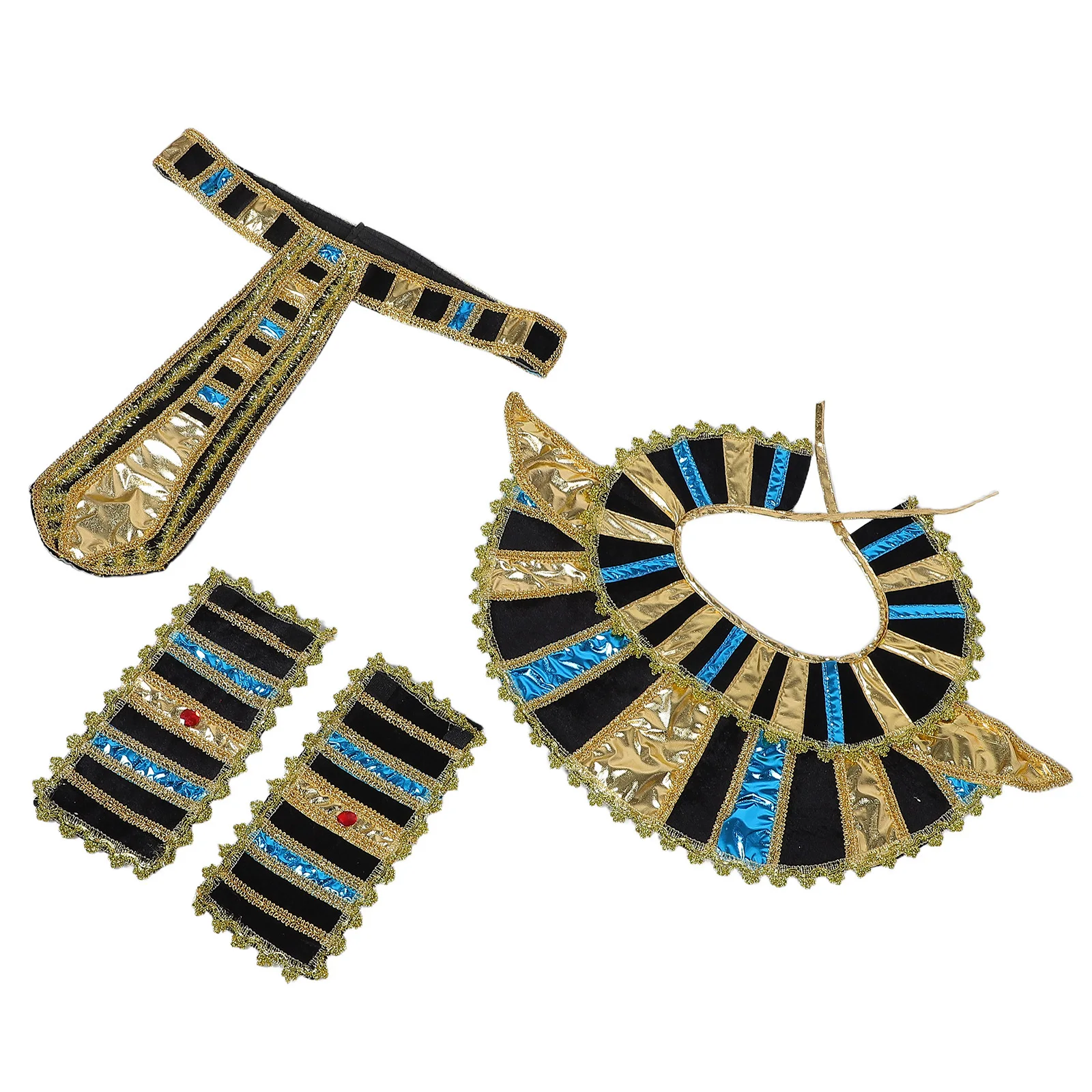 1 Zestaw Egipskich Akcesoriów do Kostiumu Pas Opaski na Nadgarstki dla Mężczyzn Strój Starożytnego Egiptu Trwała Miękka Podszewka Lekki