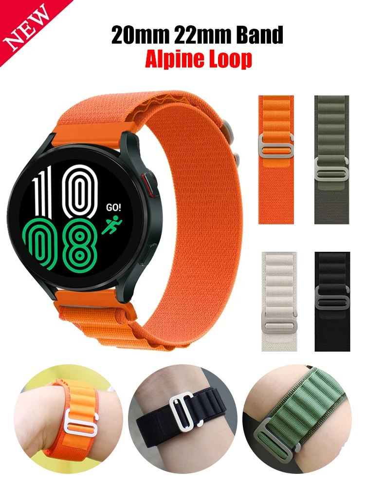 20mm 22mm Band for Samsung Galaxy watch 6/4/5/Pro/classic 45mm 44mm Nylon Alpine loop bracelet correa HUAWEI GT 2 2e 3 Strap