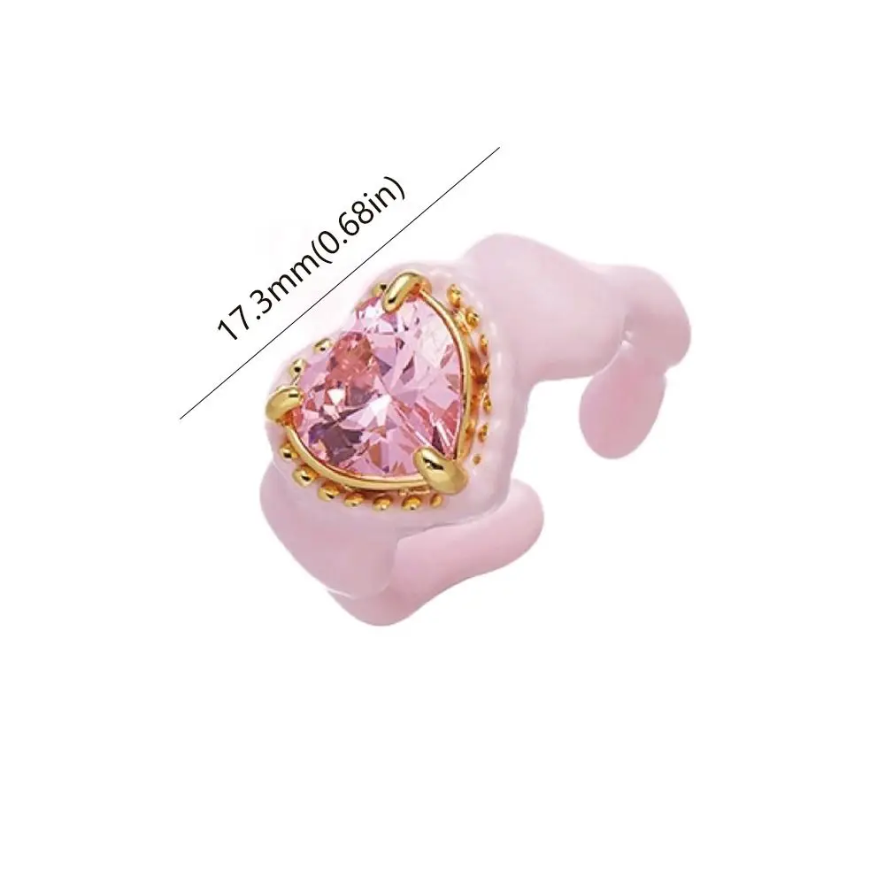 Open Ring Cartoon Bear Ring Dripping Oil Korean Style Painting Ring Geometric Minority Design Irregular Enamel Ring Women