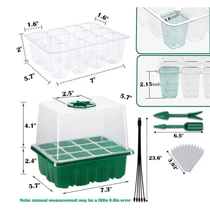 AA10RR Seed Tray with Grow Light,5 Pack Seed Kit,Increase Germination Rate&Adjustable Humidity Seed
