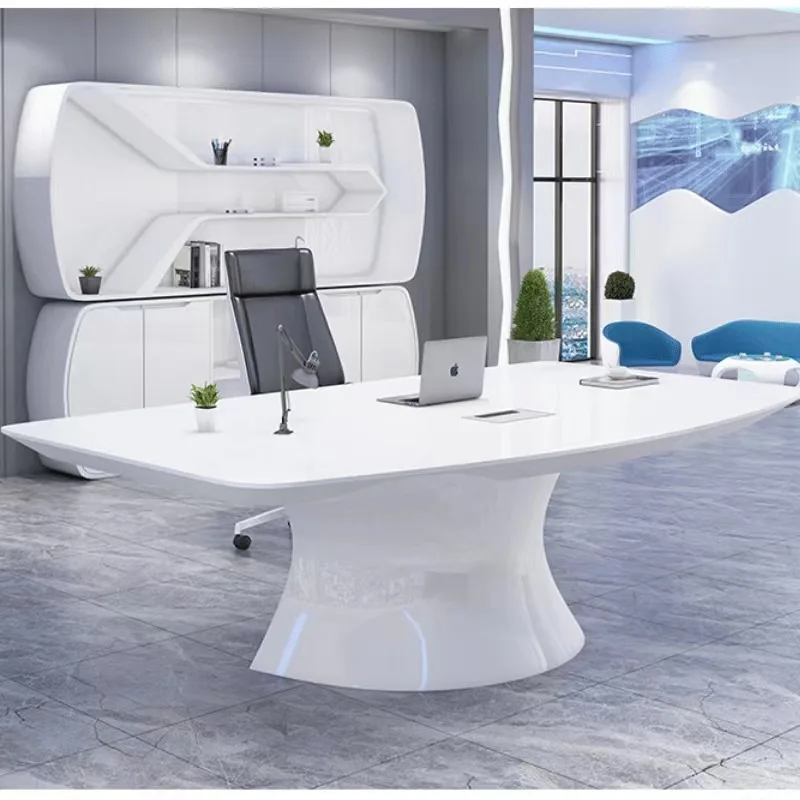 Simple modern office desks and chairs combination personality female supervisor desk manager white luxury